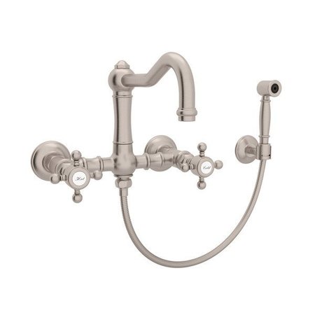 ROHL Wall Mount Bridge Kitchen Faucet With Sidespray And Column Spout A1456XMWSSTN-2